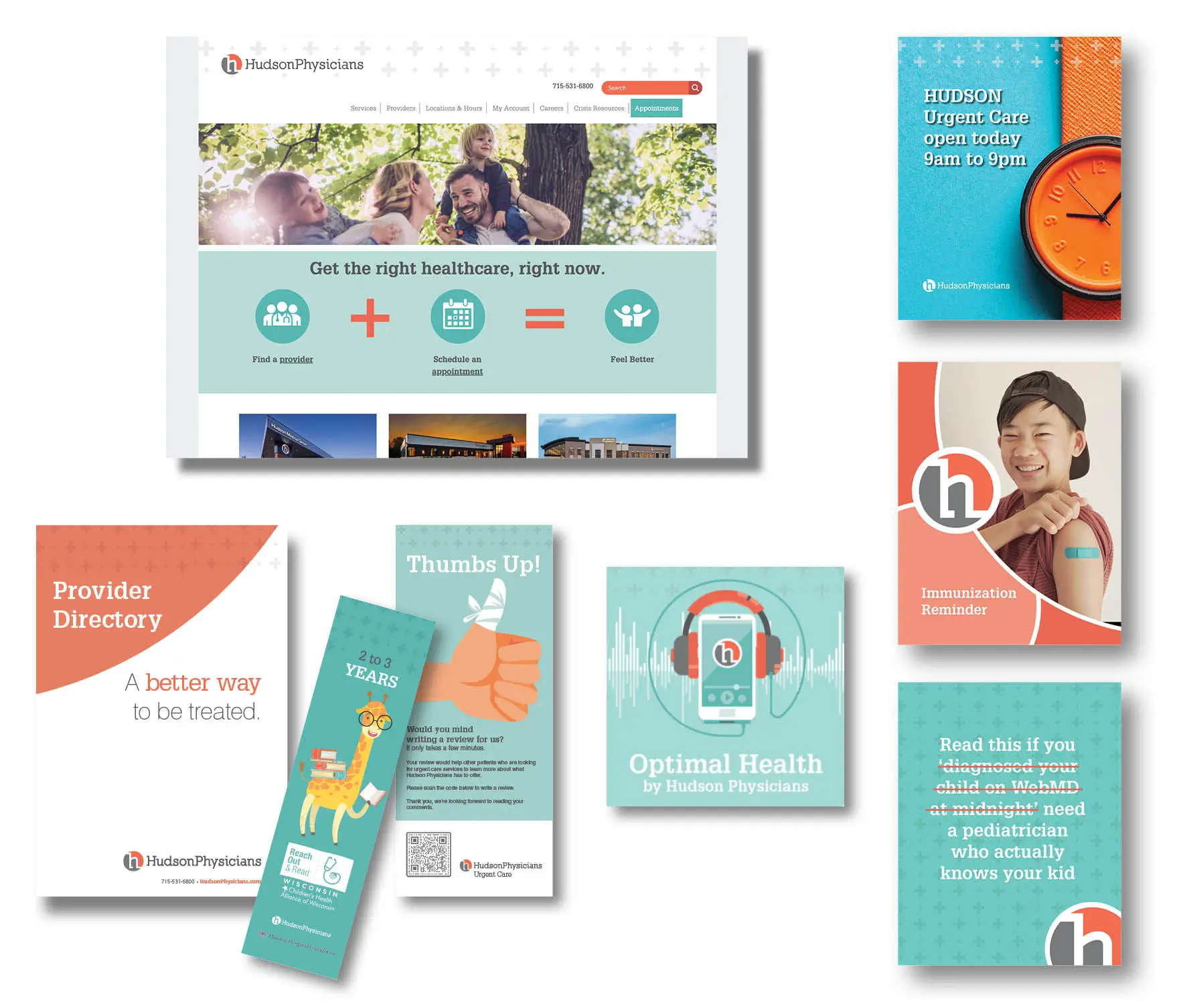 Website, social, and print work for Hudson Physicians
