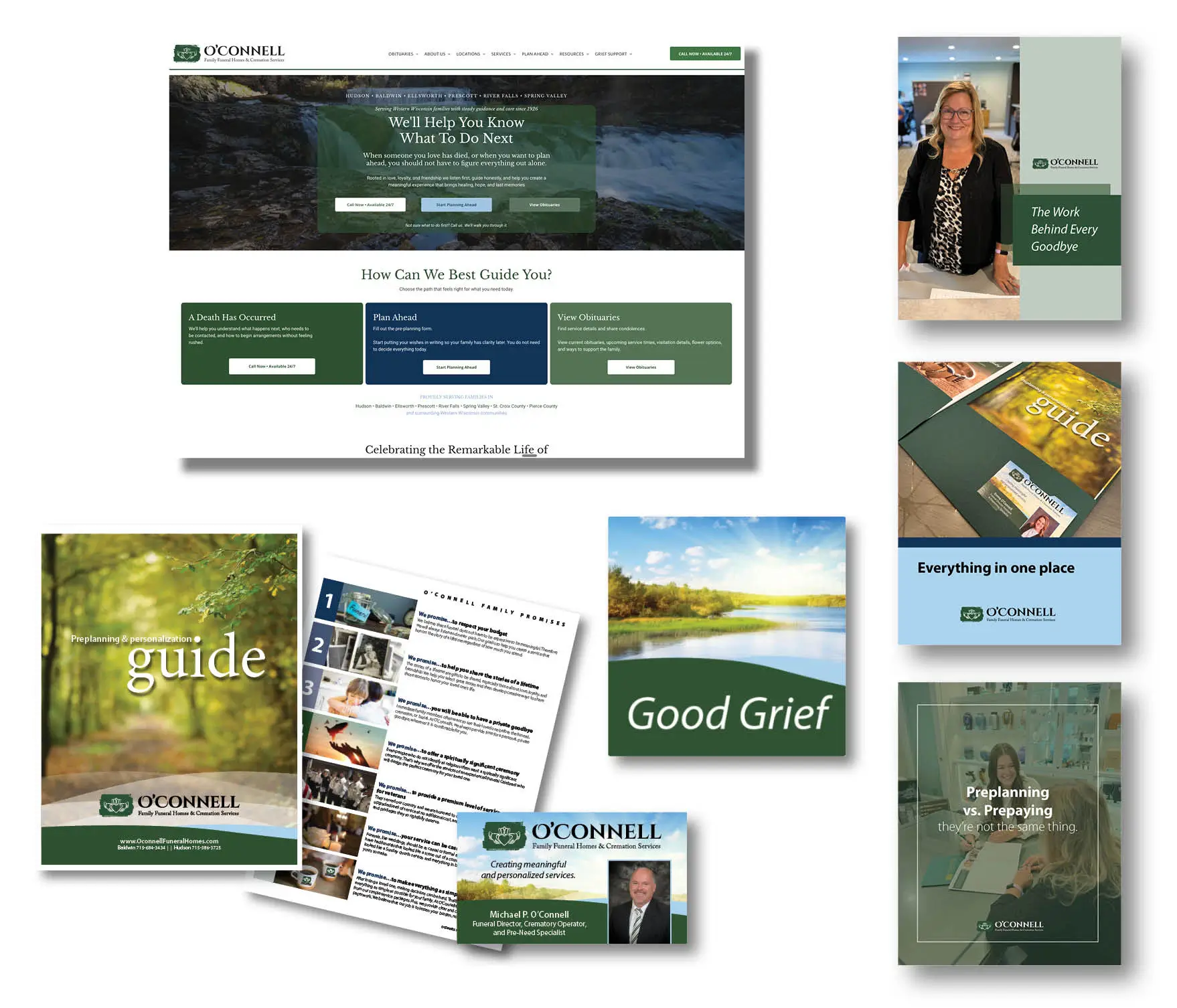 Website, podcast, and print work for O'Connell Family Funeral Homes