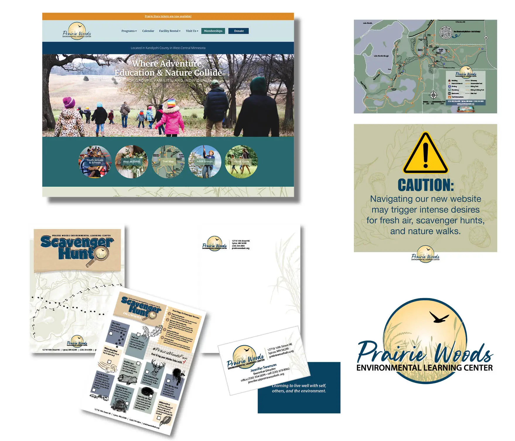 Brand, website, and print work for Prairie Woods Environmental Learning Center